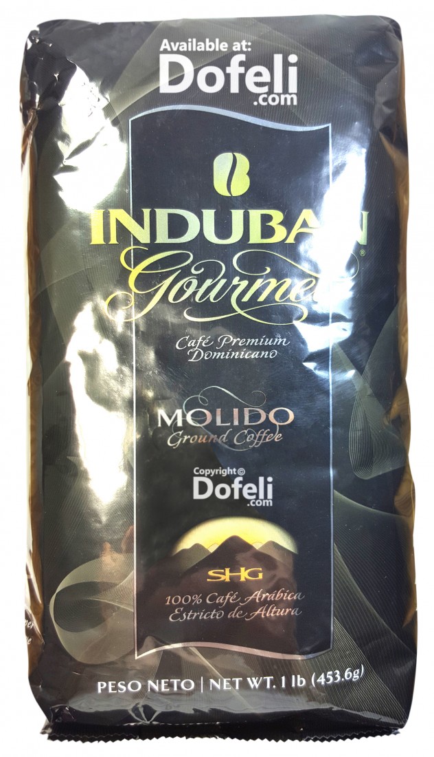 Indubán Gourmet Dominican ground coffee, a dark-roasted blend with an intense and rich flavor.